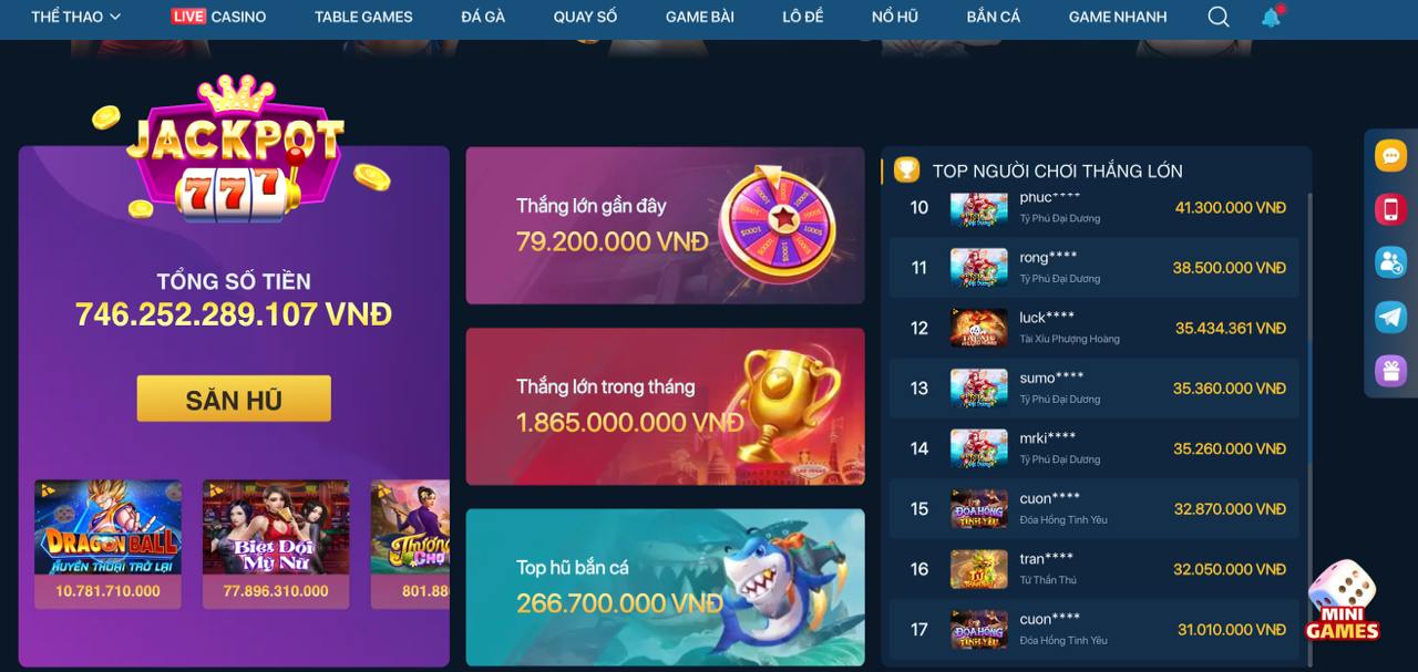 Ảnh chụp màn hình tính năng jackpot của ứng dụng fun88 tntf